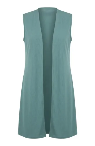 Plus Size Solid Color Simple Thin Mother`s Vest 8770-03 Green 8770-03
