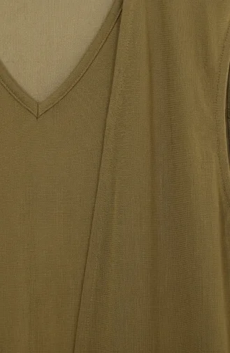 Plus Size Solid Color Simple Thin Mother`s Vest 8770-04 Olive Green 8770-04