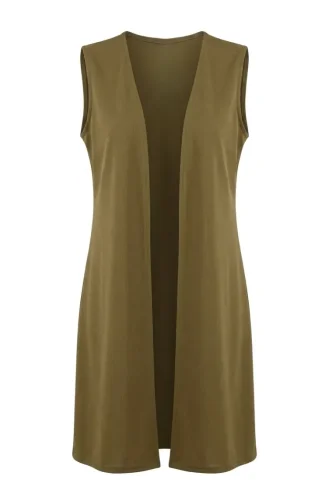 Plus Size Solid Color Simple Thin Mother`s Vest 8770-04 Olive Green 8770-04