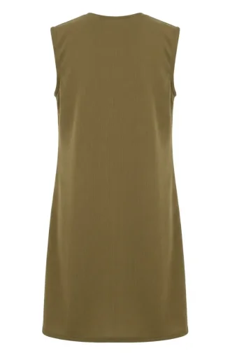Plus Size Solid Color Simple Thin Mother`s Vest 8770-04 Olive Green 8770-04