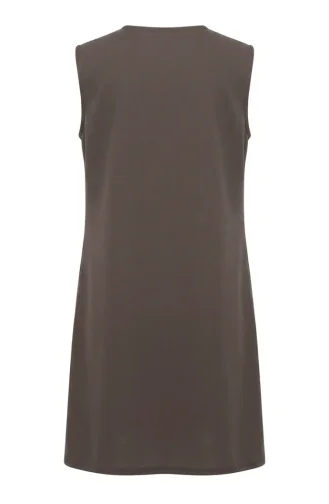 Plus Size Solid Color Simple Thin Mother`s Vest 8770-05 Brown 8770-05