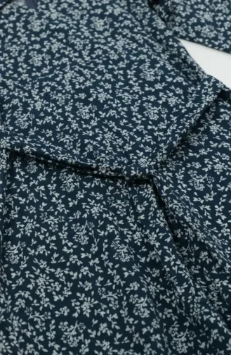 Crinkle Fabric Patterned Belted Dress 0503-02 Petrol 0503-02