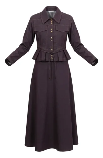 Ensemble Deux Pièces à Boutons-pression Et Lacets 0501-01 Prune 0501-01