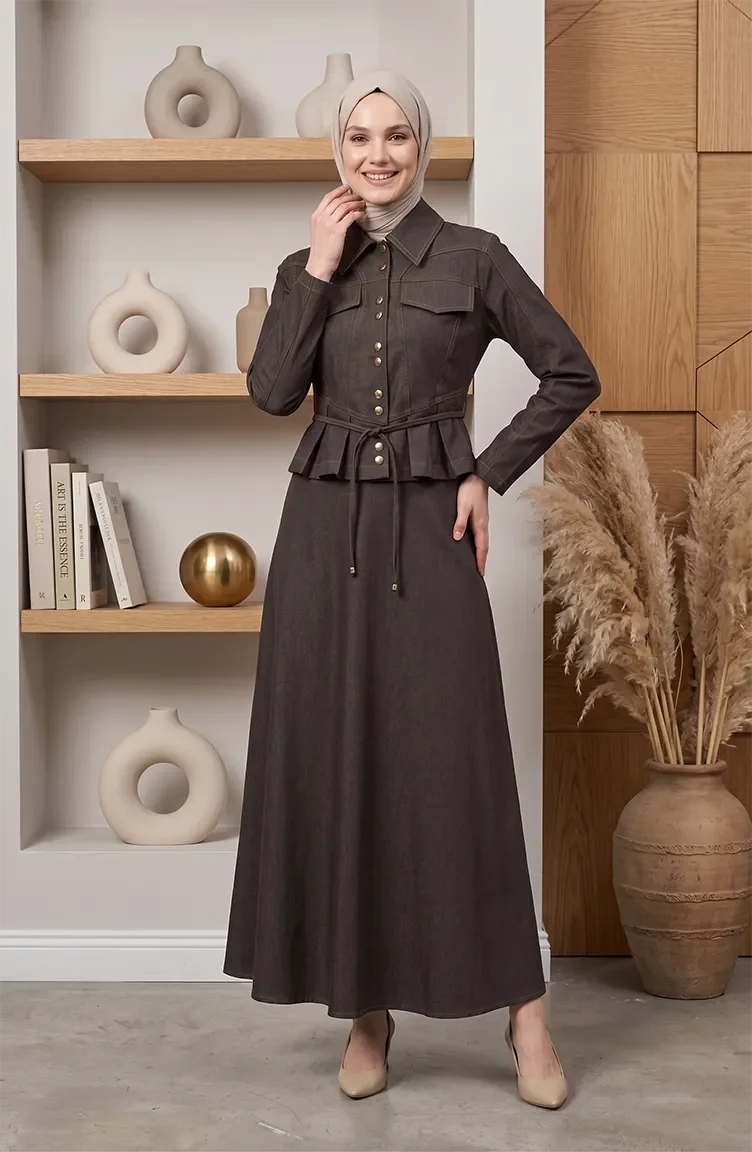 Ensemble Deux Pièces à Boutons-pression Et Lacets 0501-02 Marron 0501-02