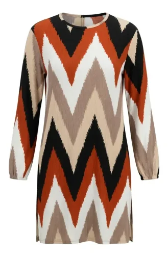 Crinkle Fabric Patterned Slit Tunic 0502-02 Terracotta 0502-02