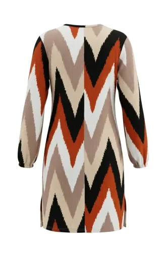 Crinkle Fabric Patterned Slit Tunic 0502-02 Terracotta 0502-02