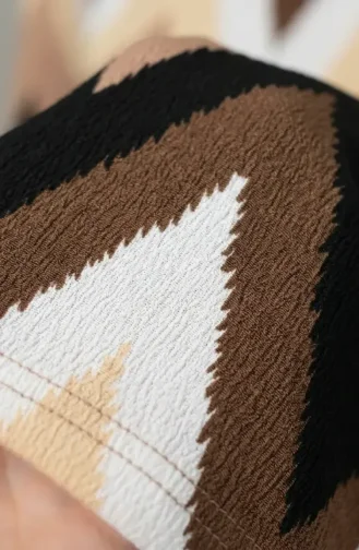 Crepe Fabric Patterned Slit Tunic 0502-03 Mink 0502-03
