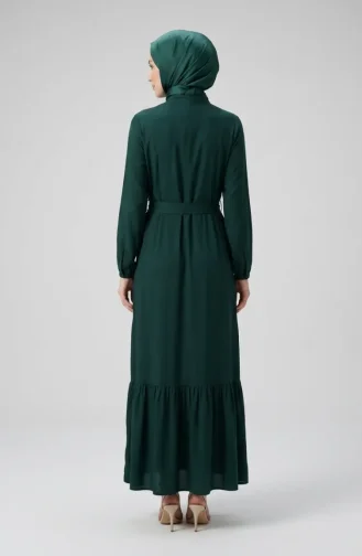 Viskosekleid Mit Stehkragen Und Gürtel 4077-03 Smaragdgrün 4077-03