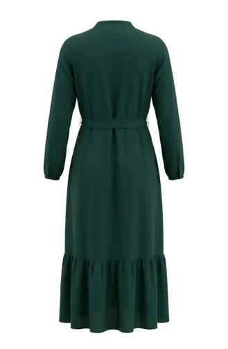 Viskosekleid Mit Stehkragen Und Gürtel 4077-03 Smaragdgrün 4077-03