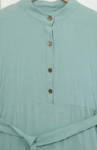 Robe En Viscose à Col Montant Et Ceinture Vert Clair 4077-08 4077-08