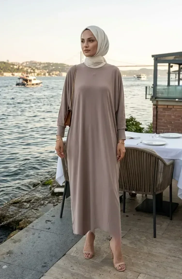 Robe Ample à Manches Chauve-souris 2000-30 Beige Clair 2000-30