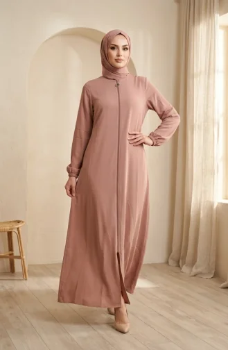 Abaya à Manches élastiquées Et Fermeture éclair 0268-01 Camel 0268-01