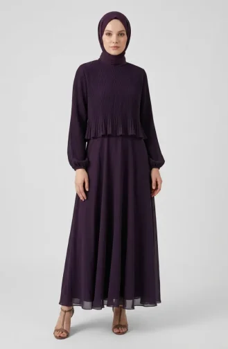 Robe De Soirée Plissée Grande Taille 0170-12 Violet 0170-12