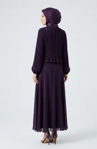Robe De Soirée Plissée Grande Taille 0170-12 Violet 0170-12