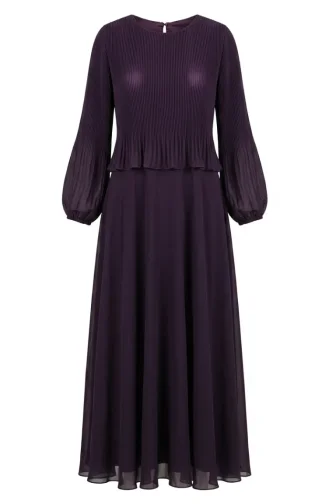 Robe De Soirée Plissée Grande Taille 0170-12 Violet 0170-12