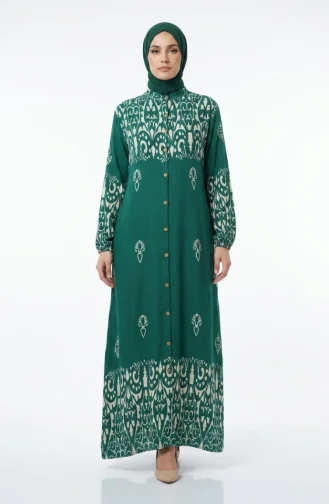 Robe Longue Boutonnée En Viscose Vert émeraude 0274-01 0274-01