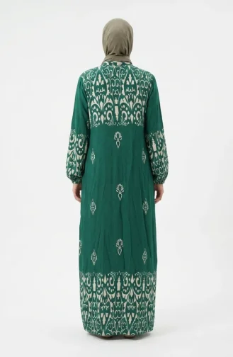 Robe Longue Boutonnée En Viscose Vert émeraude 0274-01 0274-01