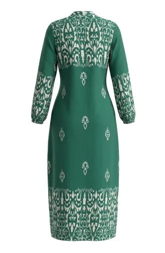 Robe Longue Boutonnée En Viscose Vert émeraude 0274-01 0274-01