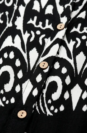 Langes Geknöpftes Viskosekleid 0274-02 Schwarz 0274-02