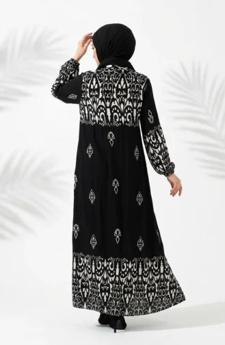 Langes Geknöpftes Viskosekleid 0274-02 Schwarz 0274-02