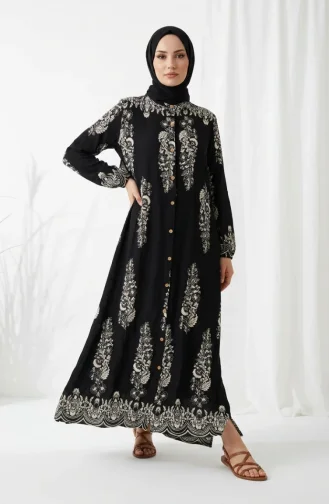 Robe Boutonnée En Viscose 0275-01 Noire 0275-01