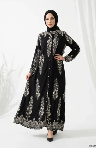 Robe Boutonnée En Viscose 0275-01 Noire 0275-01