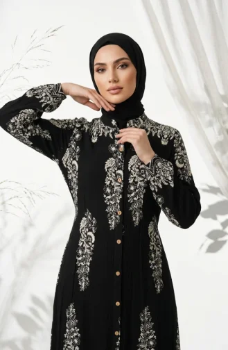 Robe Boutonnée En Viscose 0275-01 Noire 0275-01