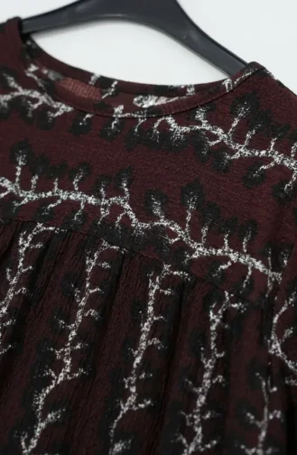 Robe à Empiècement En Crêpe à Motifs 0505C-01 Marron 0505C-01