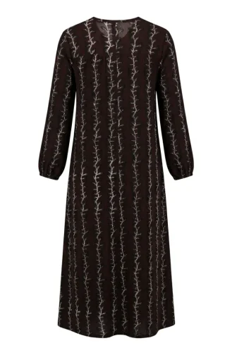 Robe à Empiècement En Crêpe à Motifs 0505C-01 Marron 0505C-01