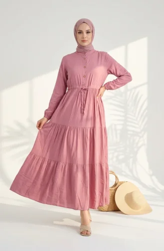 Robe Demi-boutonnée En Viscose 0085-20 Rose 0085-20