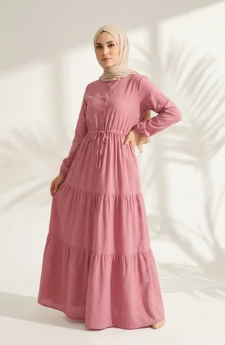 Robe Demi-boutonnée En Viscose 0085-20 Rose 0085-20