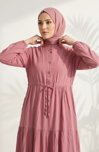 Robe Demi-boutonnée En Viscose 0085-20 Rose 0085-20