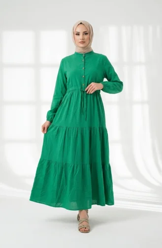 Robe Demi-boutonnée En Viscose 0085-21 Verte 0085-21