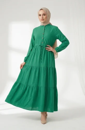 Robe Demi-boutonnée En Viscose 0085-21 Verte 0085-21