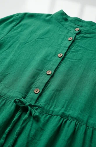 Robe Demi-boutonnée En Viscose 0085-21 Verte 0085-21