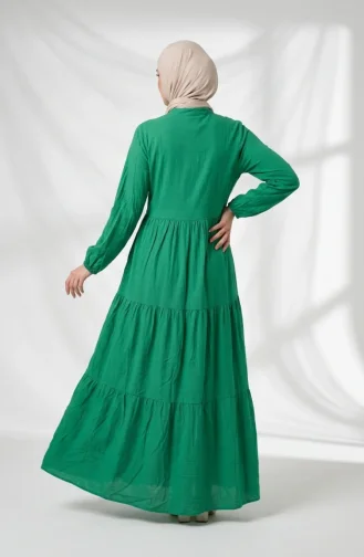 Robe Demi-boutonnée En Viscose 0085-21 Verte 0085-21