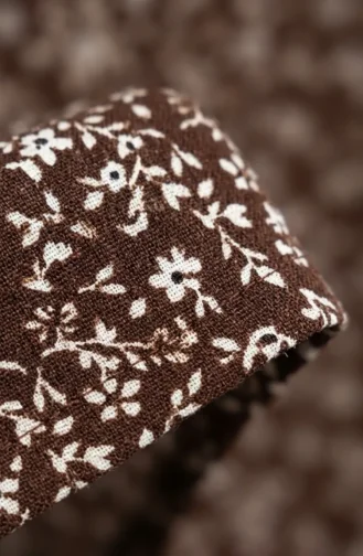 Crinkle Fabric Patterned Tunic 0504-02 Brown 0504-02