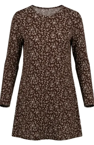 Crinkle Fabric Patterned Tunic 0504-02 Brown 0504-02