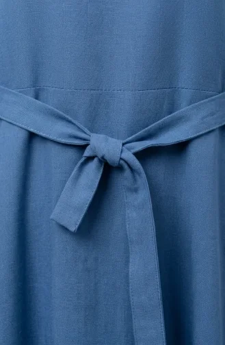 Belted Dress With Elasticated Sleeves 2261-01 Indigo 2261-01
