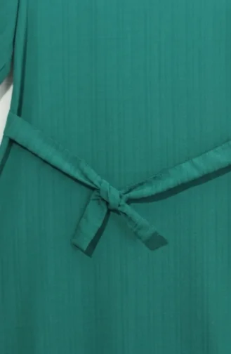 Belted Dress With Elasticated Sleeves 2261-04 Green 2261-04