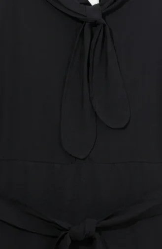Kleid Mit Schalkragen Halber Knopfleiste Und Gürtel 2262-01 Schwarz 2262-01