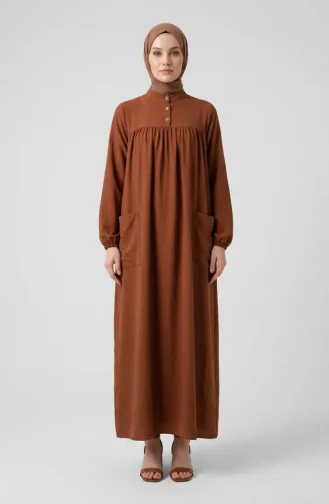 Aerobin Fabric Relaxed Fit Dress With Pockets 0278-02 Tan 0278-02