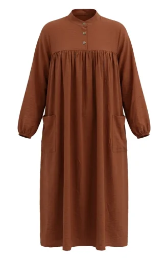 Aerobin Fabric Relaxed Fit Dress With Pockets 0278-02 Tan 0278-02