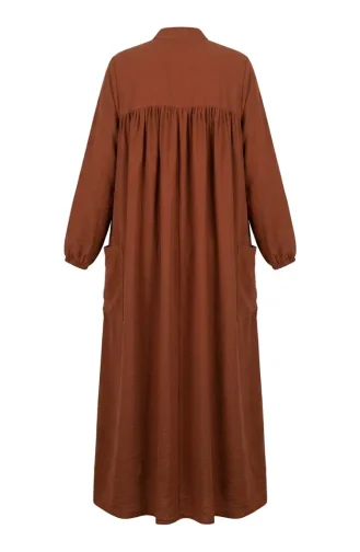 Aerobin Fabric Relaxed Fit Dress With Pockets 0278-02 Tan 0278-02