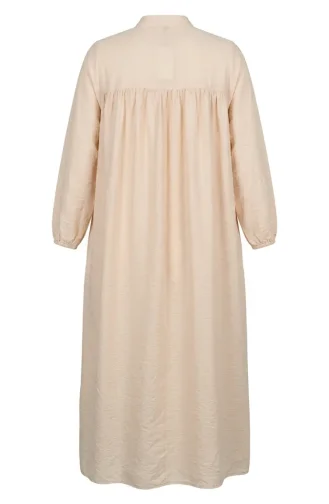 Aerobin Fabric Relaxed Fit Dress With Pockets 0278-03 Beige 0278-03