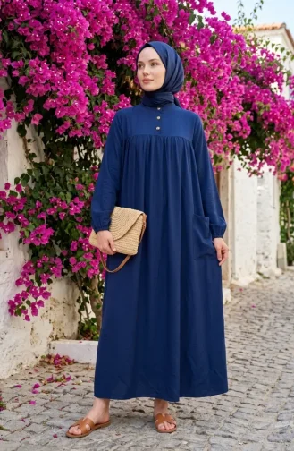 Aerobin Fabric Relaxed Fit Pocket Dress 0278-04 Indigo 0278-04
