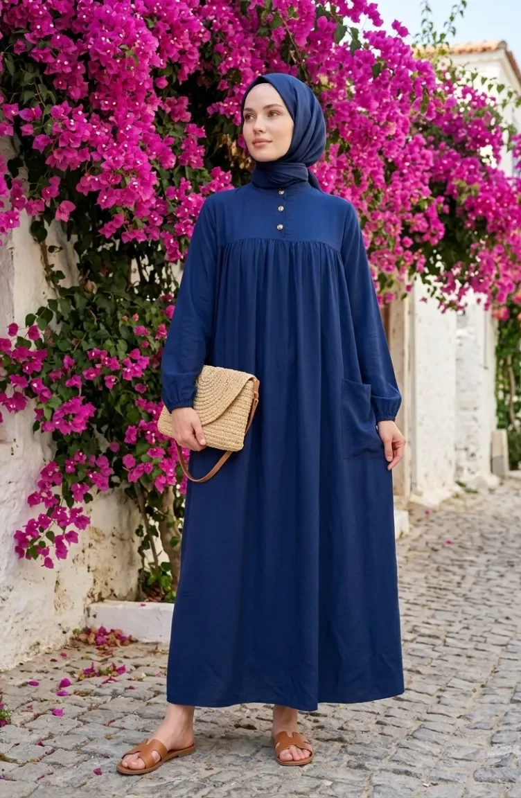 Aerobin Fabric Relaxed Fit Pocket Dress 0278-04 Indigo 0278-04