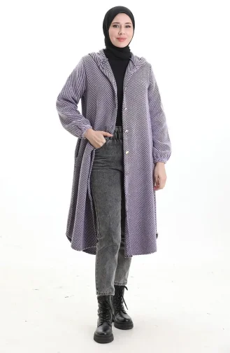 Hooded Button-Down Cashmere Coat 0201-07 Lilac 0201-07