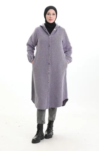Hooded Button-Down Cashmere Coat 0201-07 Lilac 0201-07