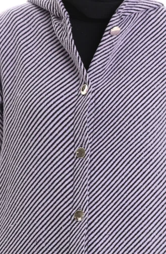 Hooded Button-Down Cashmere Coat 0201-07 Lilac 0201-07